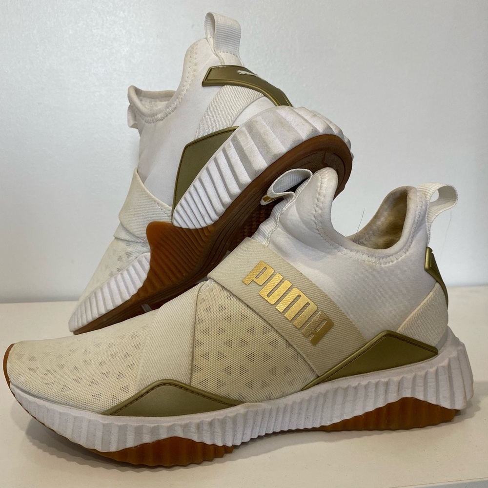 PUMA Mid Defy White/Gold Shoes